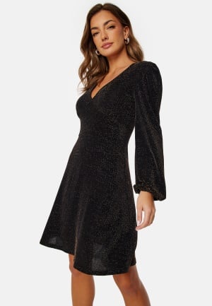 BUBBLEROOM Sparkling Puff Sleeve Dress Black/Gold XS BUBBLEROOM Sparkling Puff Sleeve Dress Black/Gold XS