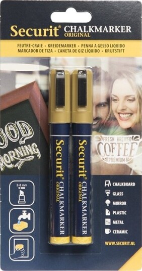 Securit® Original Kridtmarker Sæt Med To I Guld