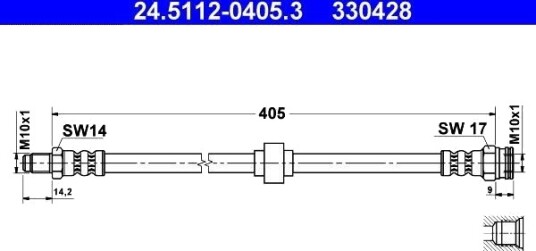 ATE 24.5112 0405.3 Bremseslange ATE 24.5112 0405.3 Bremseslange