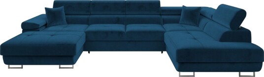 Gabina Sofa med Divan og Sjeselong 4 seter   Blå