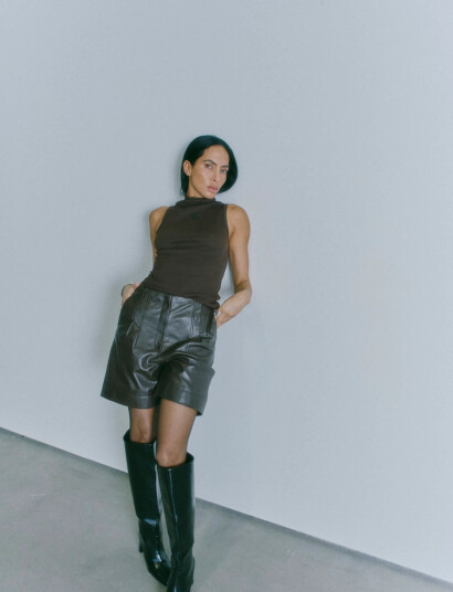 Copenhagen Muse Cmsiv Top Is A Tight Fitting Top In A Thick And Stretchy Material With A Ribbed Black L
