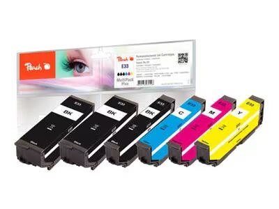 Peach Multi Pack Plus - 6 pakker - svart gul cyan magenta - kompatibel - blekkpatron - for Epson Expression Home XP-830; Expression Premium XP-530