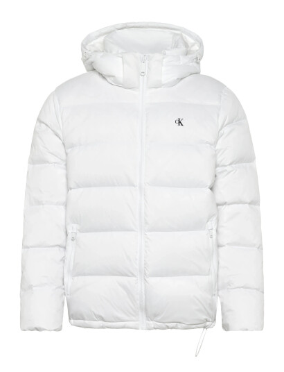Calvin Klein Jeans Ls Nylon Zip Off Hood Down Puffe - White - XL