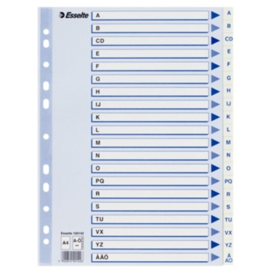 Register Non-Stop A4/A-Ö rubrikblad vit