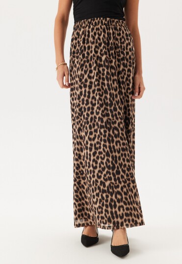 BUBBLEROOM Mesh Wide Maxi Skirt Leopard M