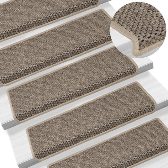 vidaXL Selvklebende trappematter sisal 15 stk 65x25 cm mørk beige