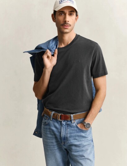GANT Washed Slub Ss Tshirt Black XL
