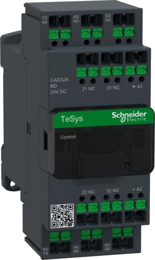 Schneider Electric Kontrollrelé Deca 3NO 2NC 3P 24V DC Snap-in, CAD32ABD