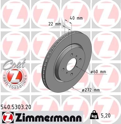 Bremseskive ZIMMERMANN 540.5303.20