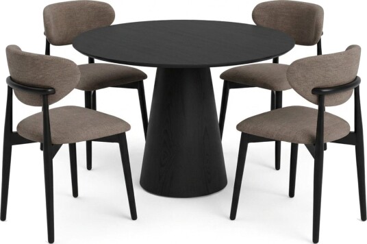 Siena spisegruppe rund 110 cm svart med 4 Molly spisestoler Svart