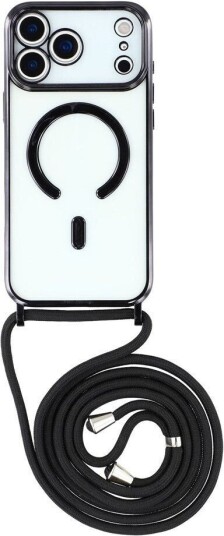 EIDERWOOD iPhone 17 Pro Max Fleksibelt Plast Deksel med Justerbar Stropp Gjennomsiktig / Svart