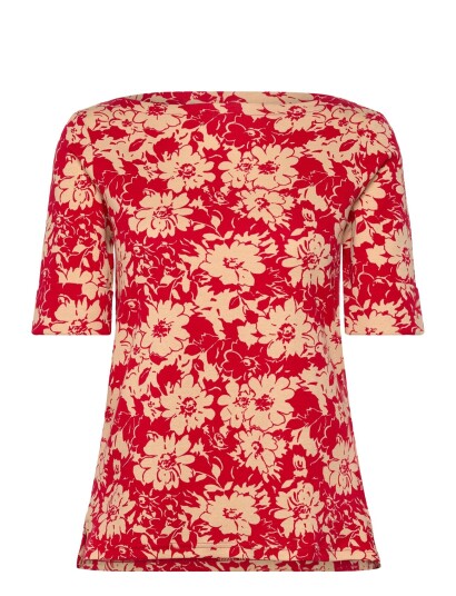 Lauren Ralph Lauren Refined Str 1X1 Rib Knt T Shirt Red M Lauren Ralph Lauren Refined Str 1X1 Rib Knt T Shirt Red M
