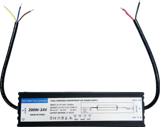 200W / 24V DC dimbar strømforsyning 8.33A IP67 Triac 200W / 24V DC dimbar strømforsyning 8.33A IP67 Triac