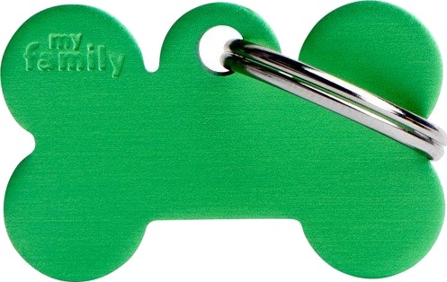 Myfamily ID-brikke til hund - Grønn aluminium 48x31 mm