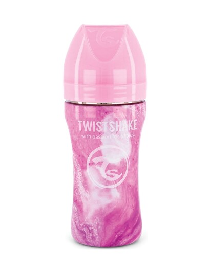 Twistshake Twistshake Anti-Colic Stainless Steel 330Ml Marble Pink - Pink - ONE SIZE Twistshake Twistshake Anti-Colic Stainless Steel 330Ml Marble Pink - Pink - ONE SIZE