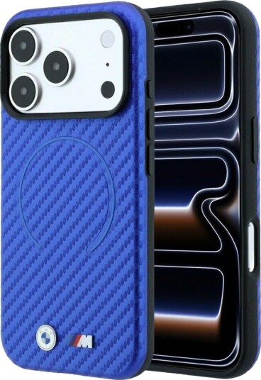 BMW M MagSafe-etui med karbonmønster for iPhone 17 Pro / 18 Pro – blå