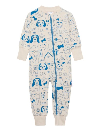 Geggamoja Bamboo Two Way Zip Pyjamas   Cream   86/92