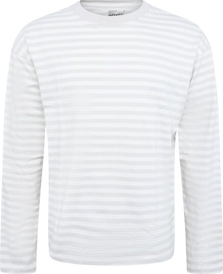 Weekday Loose Boxy Long Sleeved T Shirt LIGHT MOLE + OFF WHITE STRIPE S Weekday Loose Boxy Long Sleeved T Shirt LIGHT MOLE + OFF WHITE STRIPE S
