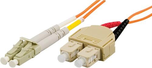 Deltaco 3m OM1 Duplex Fiberkabel LC - SC Multimode Oransje
