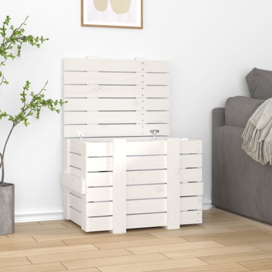 vidaXL Putekasse hvit 58x40,5x42 cm heltre furu