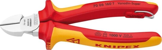 Knipex Isolert Diagonalskjæretang 160 mm VDE Godkjent med Integrert Verktøysikring