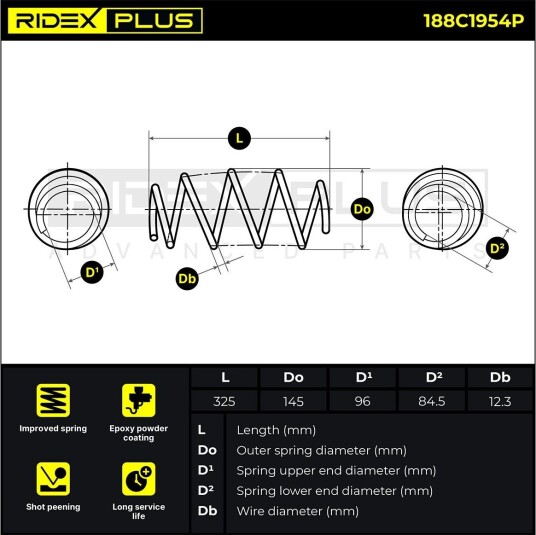 RIDEX PLUS 188C1954P Fjær RIDEX PLUS 188C1954P Fjær