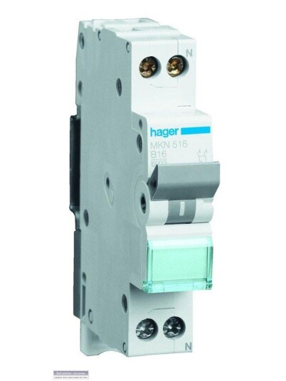 Hager Miniature circuit breaker mcb 1p+n 6ka c-16a (3250614312380)