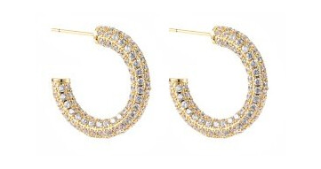 BY JOLIMA Monaco Pave Hoops 23 mm Gold One size