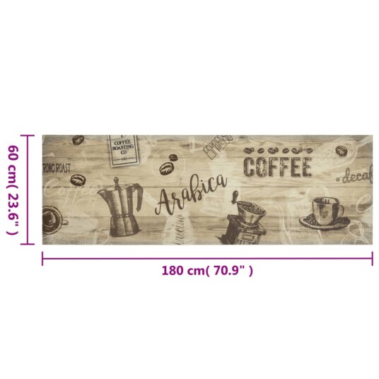 Kjøkkenteppe vaskbar Coffee brun 60x180 cm fløyel 8721012918559 Kjøkkenteppe vaskbar Coffee brun 60x180 cm fløyel 8721012918559