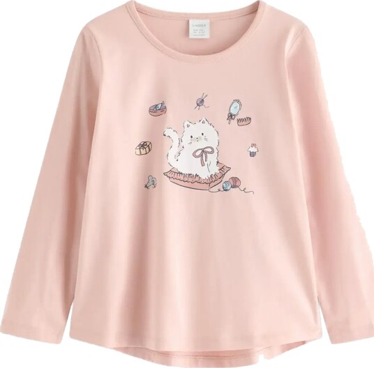 Lindex Long Sleeved Top With Cat Motif Pink 122