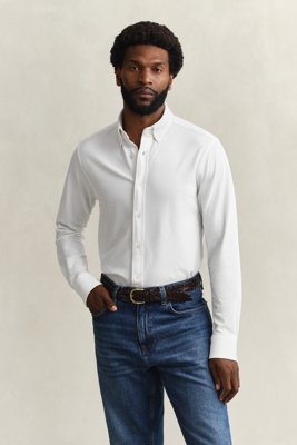 Gant REG JERSEY PIQUE STRETCH SHIRT Hvit XXL Gant REG JERSEY PIQUE STRETCH SHIRT Hvit XXL