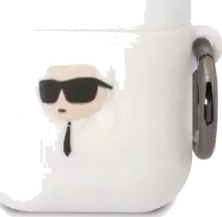 Karl Lagerfeld Beskyttelsesetui Til Hodetelefoner For Airpods 1/2, Hvit Silikon (Karl Head 3D)
