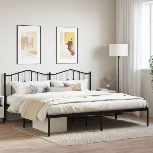 vidaXL Sengeramme i metall med sengegavl svart 193x203 cm 8721012211049