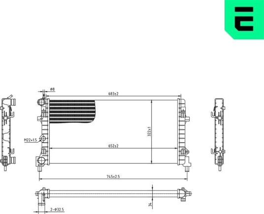 Radiator, motorkjøling ERA 673632