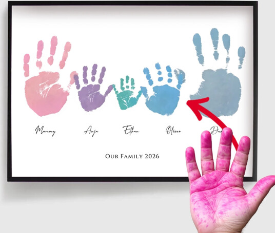 Personalisert Plakat Gjør Det Selv Familie Hender 3 til 5 Hender