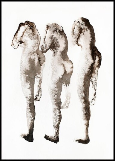 Figure Study 3x nach Muybridge Plakat / 21x30cm