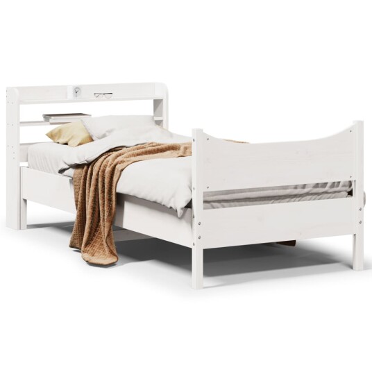 Sengeramme med hodegavl hvit 90x200 cm heltre furu 3307054