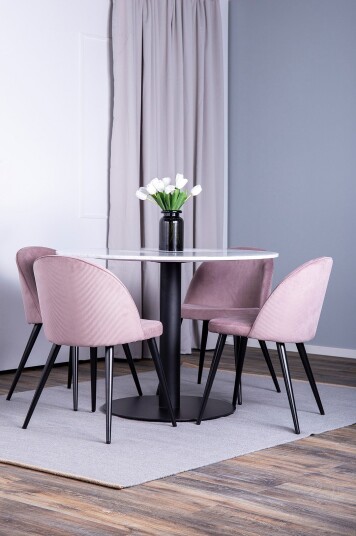 Venture Home   Spisegruppe Espolla bord og 4 stk Valleta stoler   Rosa