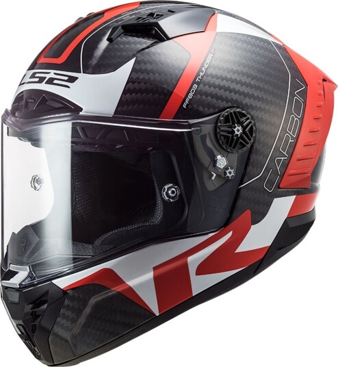 LS2 FF805 Thunder Racing1 Carbon Hjelm 2XL Hvit Rød
