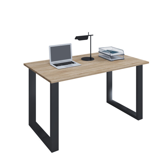 Lona skrivebord 140x80 cm U-ben Sonoma eik dekor, svart.