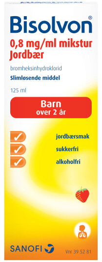 Bisolvon Mikstur 0,8mg/ml jordbær, 125 ml Bisolvon Mikstur 0,8mg/ml jordbær, 125 ml