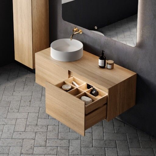 Copenhagen Bath Bergen 120 Servantskap 120x50 cm med 2 skuffer Børstet Eik Copenhagen Bath Bergen 120 Servantskap 120x50 cm med 2 skuffer Børstet Eik