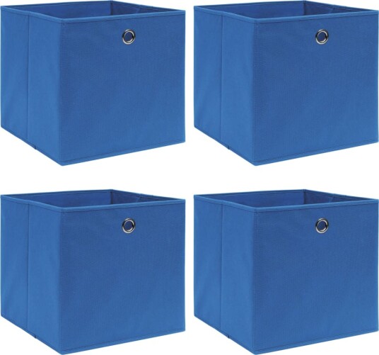 vidaXL Oppbevaringsbokser 4 stk blå 32x32x32 cm stoff