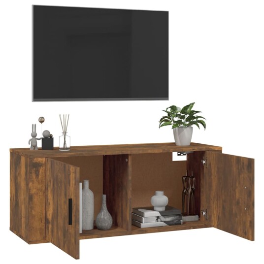  Vegghengt TV benk røkt eik 100x34,5x40 cm