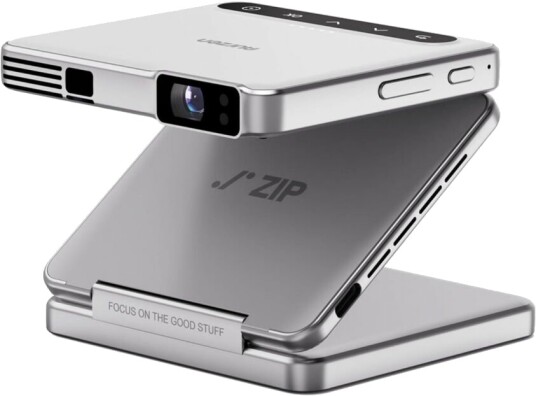 Aurzen Zip Tri Fold Mini Projektor med Innebygd Batteri Sølv