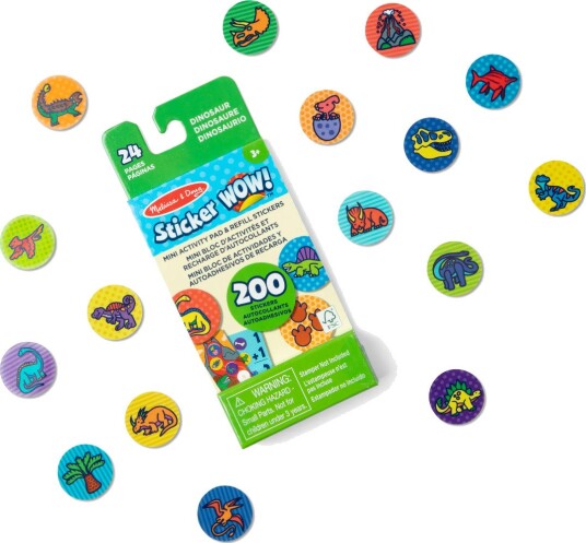 Melissa & Doug Sticker WOW! Mini Aktivitetsblokk Med 200 Klistremerker Dinosaurtema 3+ År