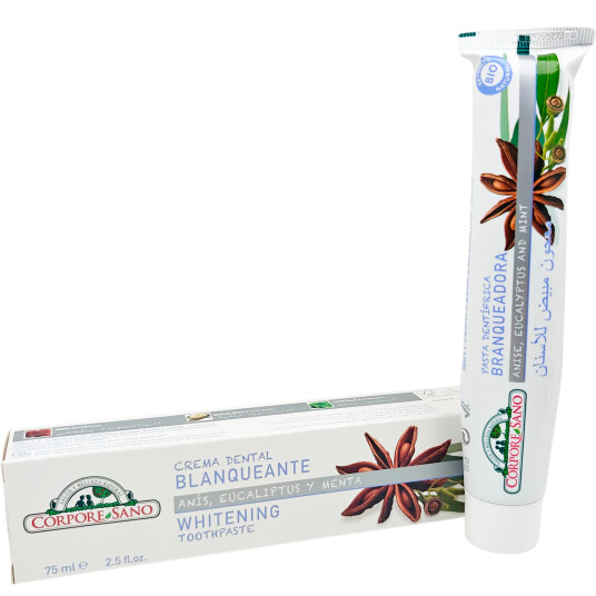 Naturlig Whitening tannkrem CORPORE SANO Anis Eucalyptus og Mint 75 ml. Naturlig Whitening tannkrem CORPORE SANO Anis Eucalyptus og Mint 75 ml.