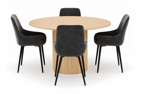 Scandinavian Choice Kopparbo Rund Spisegruppe 130 150 cm 4 Alsarp Spisestoler Naturell