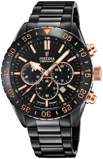 Festina Herreklokke F20577 1 Ceramic Sort/Stål Ø44 mm