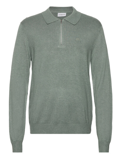 Lindbergh Ecovero L/S Zip Polo - Green - S Lindbergh Ecovero L/S Zip Polo - Green - S